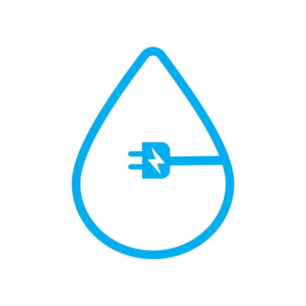 Blue Eco Plug and Leaf Symbol, . vector