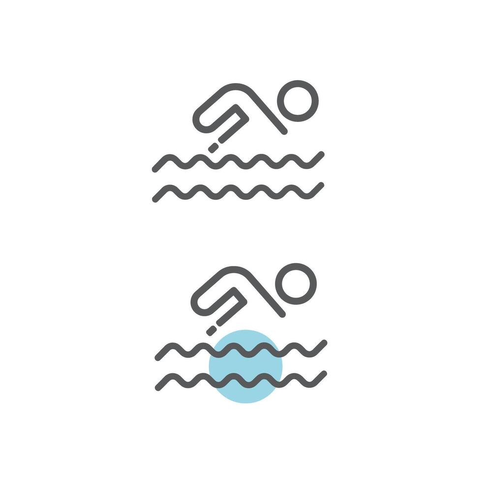 A person who swims in a pool, sea, lake. A competitive swimmer. vector