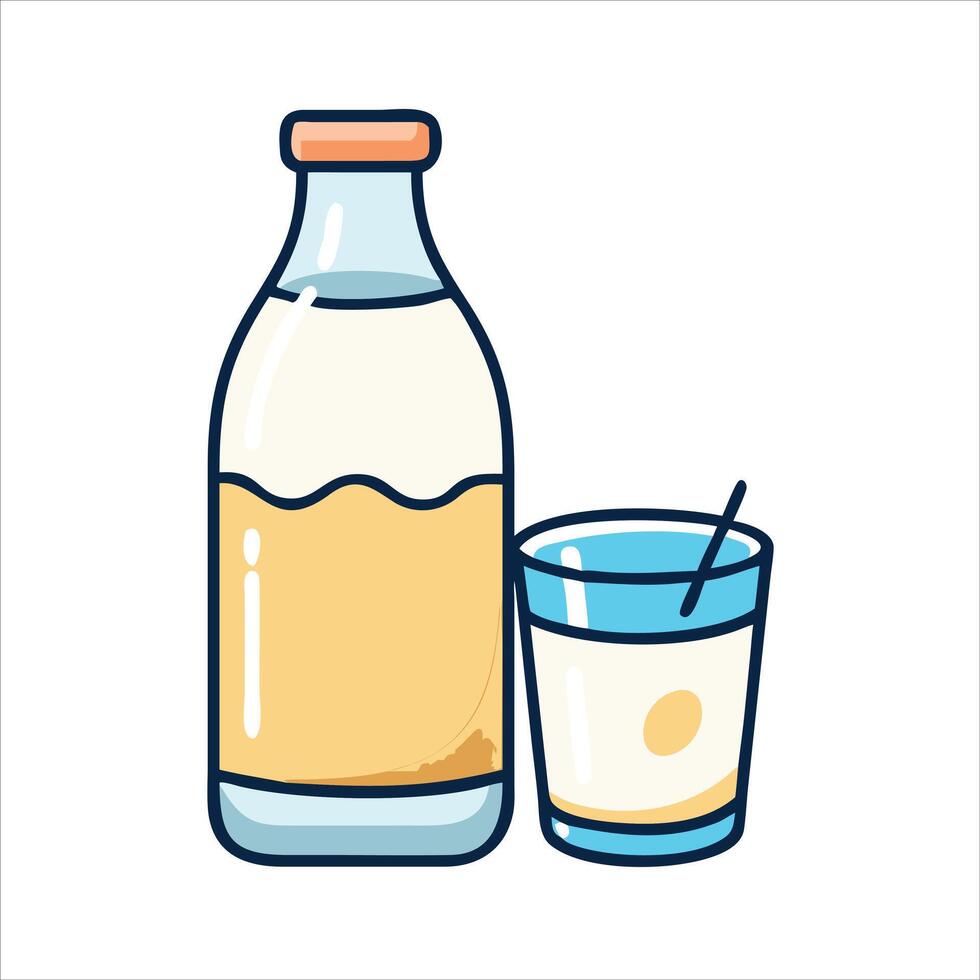 Flat milk bottle object icon modern design concept isolated vector