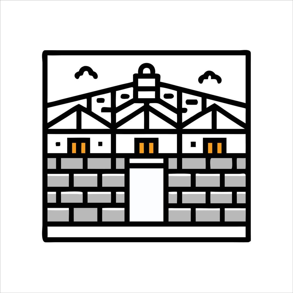 Building object icon modern art design black and white with bold outline vector