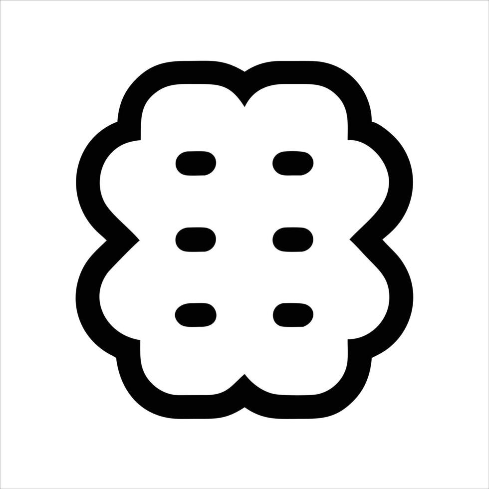 Biscuit object icon modern art design black and white with bold outline vector
