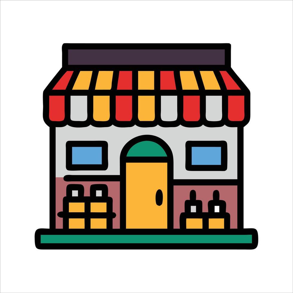 Flat stall object icon modern design concept isolated vector