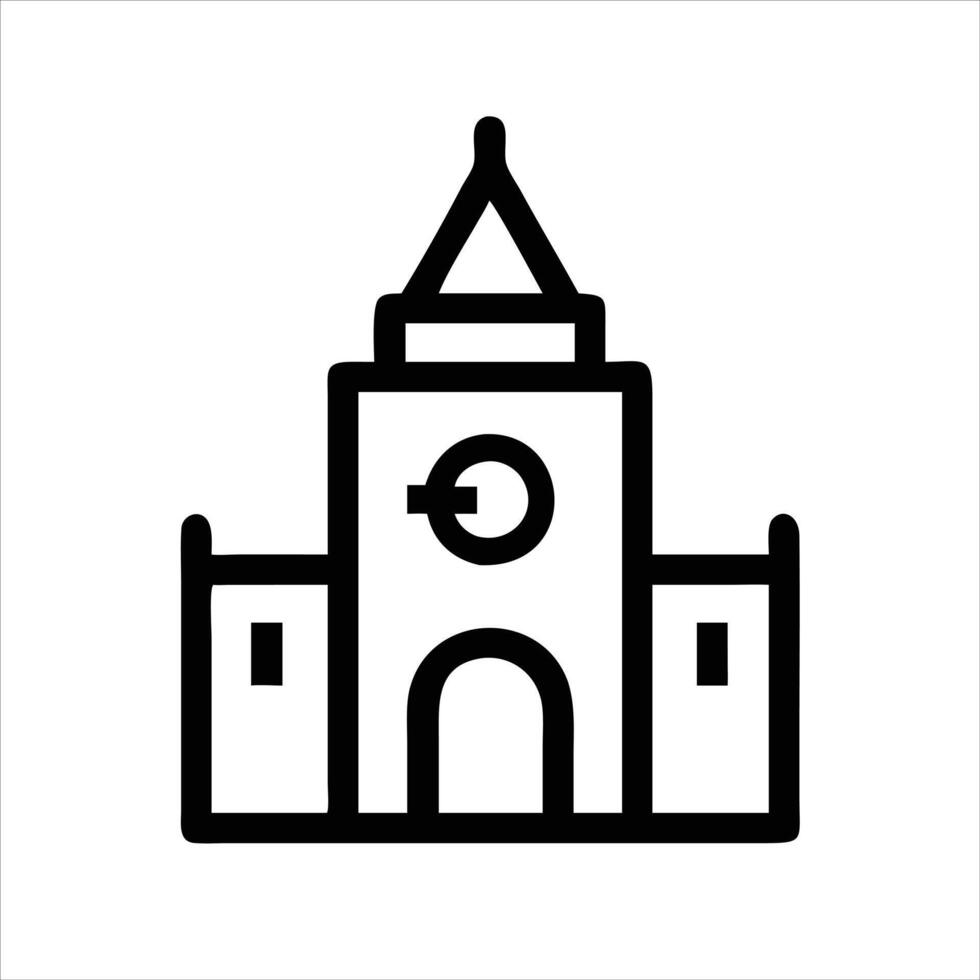 Church object icon modern art design black and white with bold outline vector