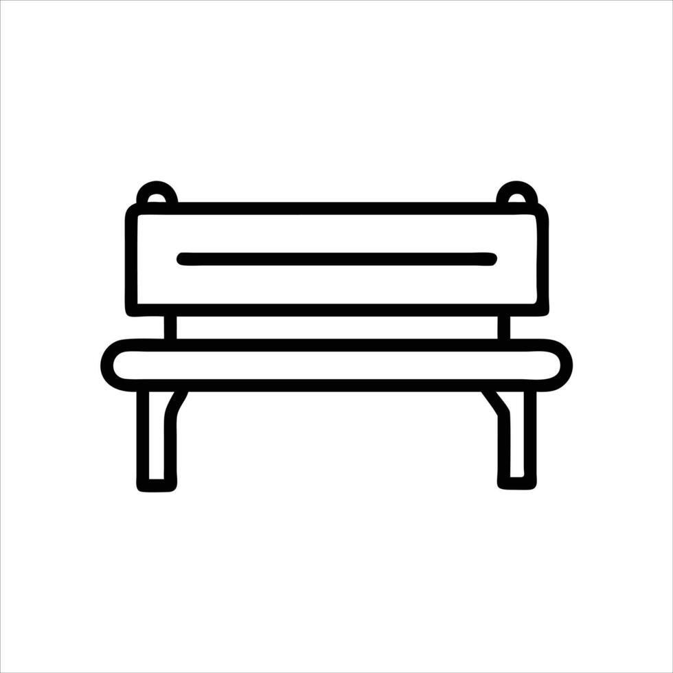 Bench object icon modern art design black and white with bold outline vector