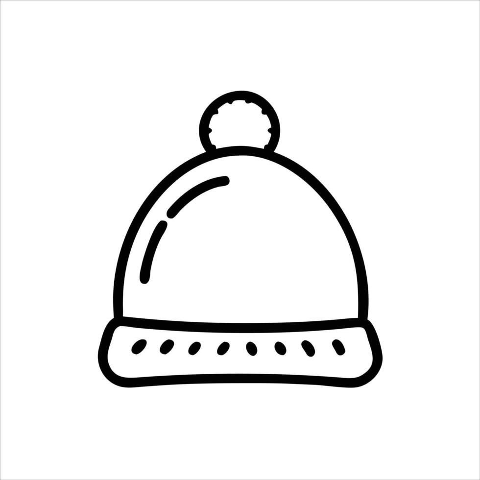 Beanie object icon modern art design black and white with bold outline vector