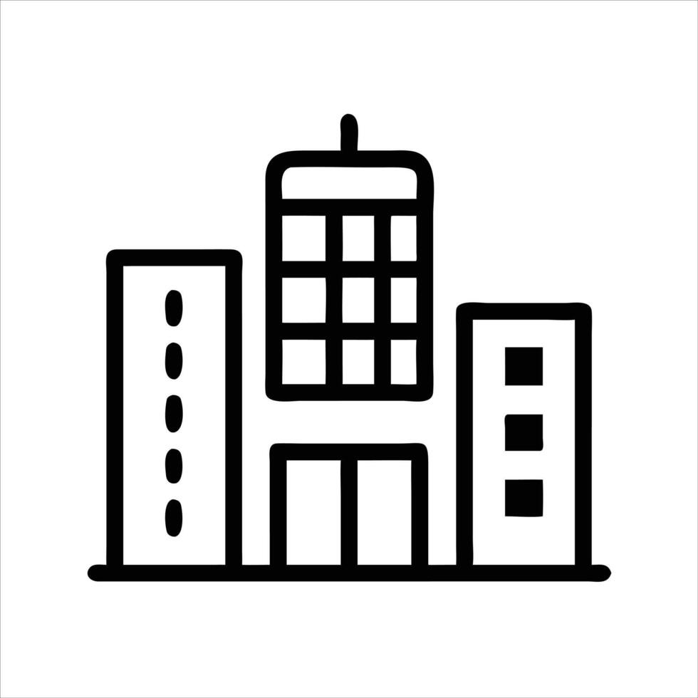 City object icon modern art design black and white with bold outline vector