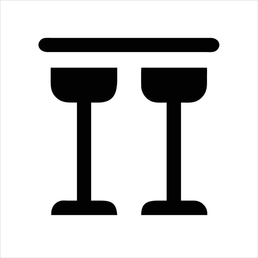 Stool object icon modern art design black and white with bold outline vector
