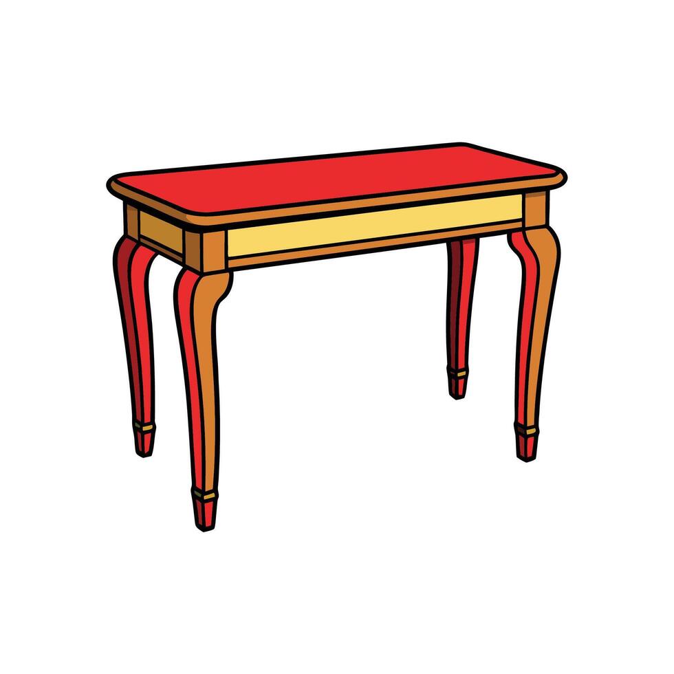 Red and gold cartoon table illustration on white background vector