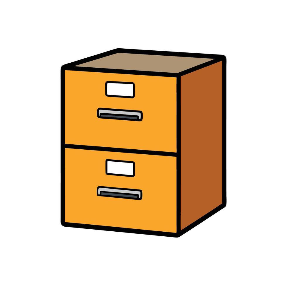 Orange twodrawer filing cabinet icon illustration graphic style vector