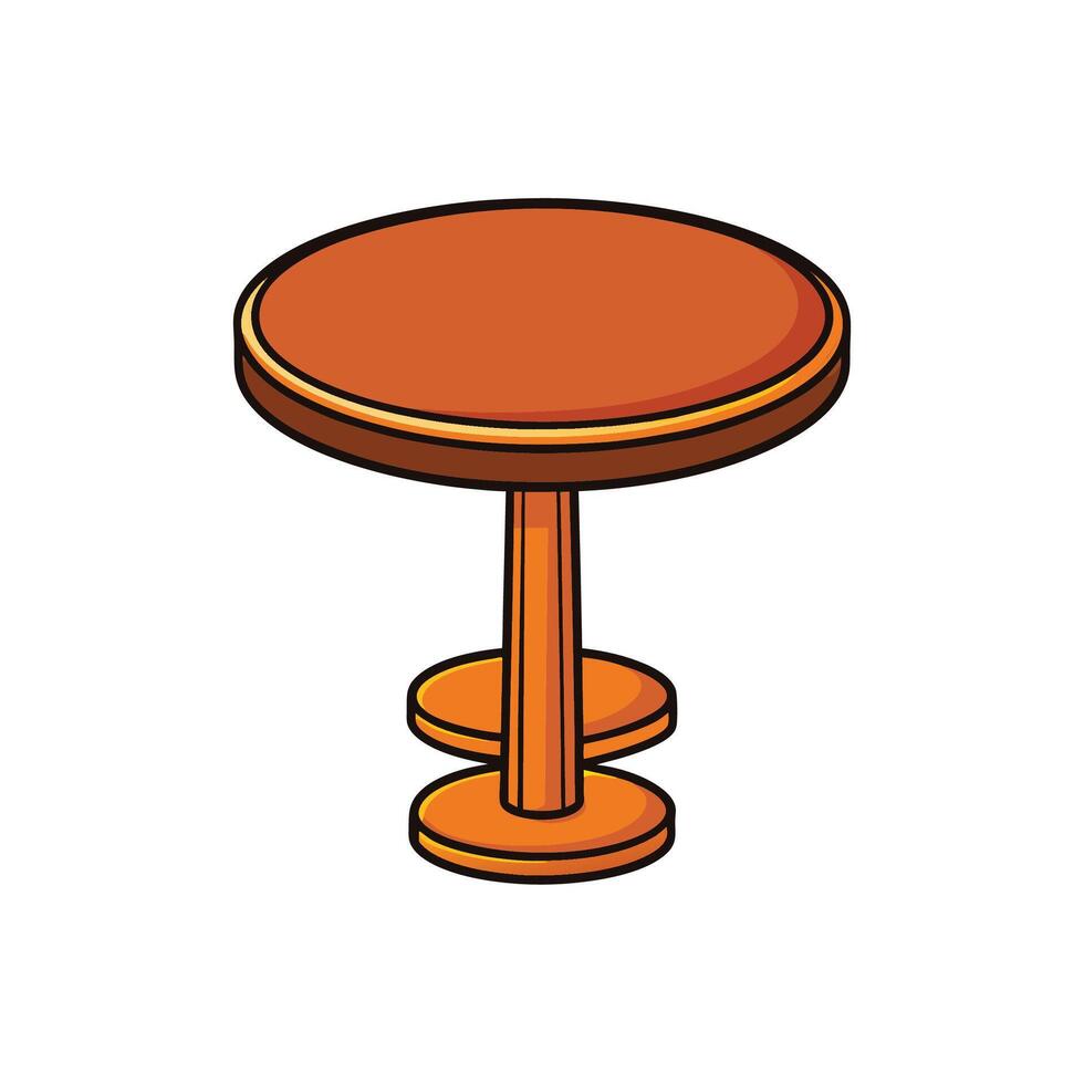 Cartoon illustration of small round wooden table with three tiers vector
