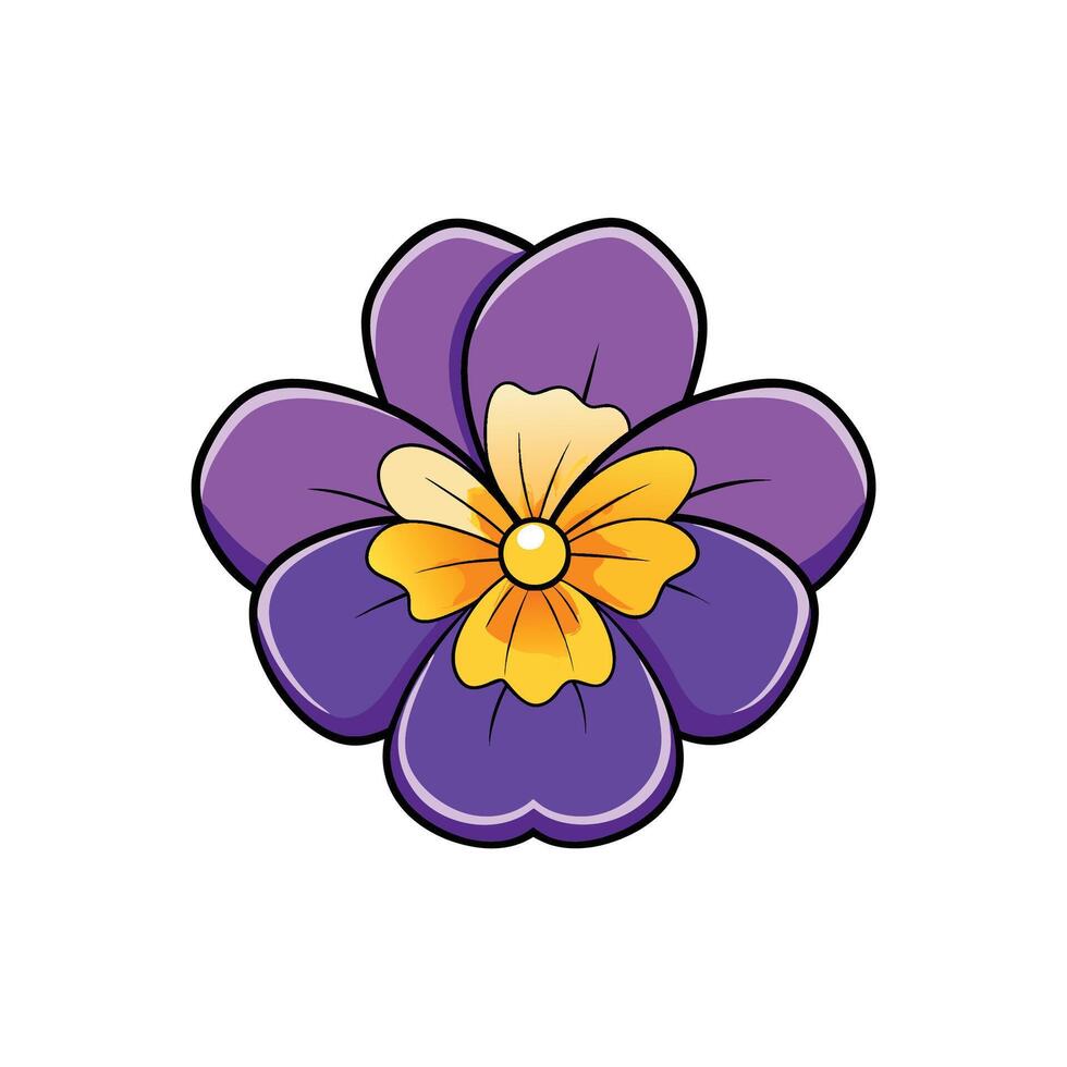 Stylized purple and yellow pansy blossom on a white background vector