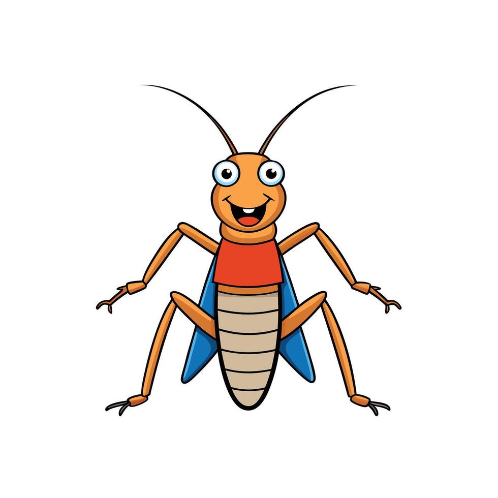 Cartoon grasshopper illustration on white background looking happy vector
