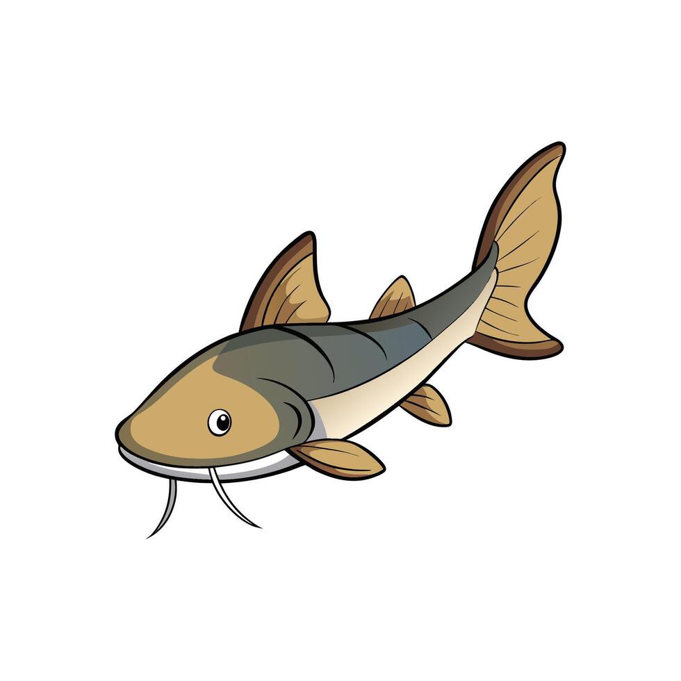 Illustration of a cartoonish brown and gray catfish vector