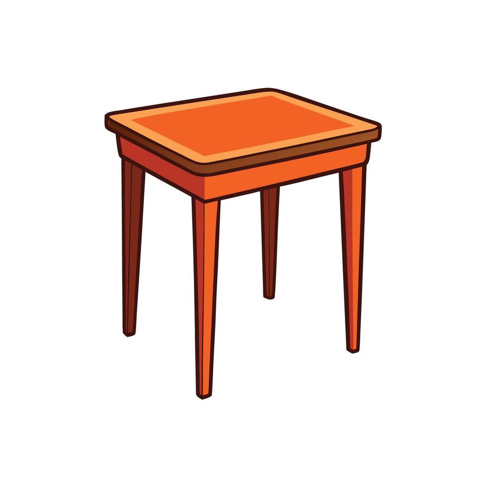Cartoon illustration of a small square orange colored table vector