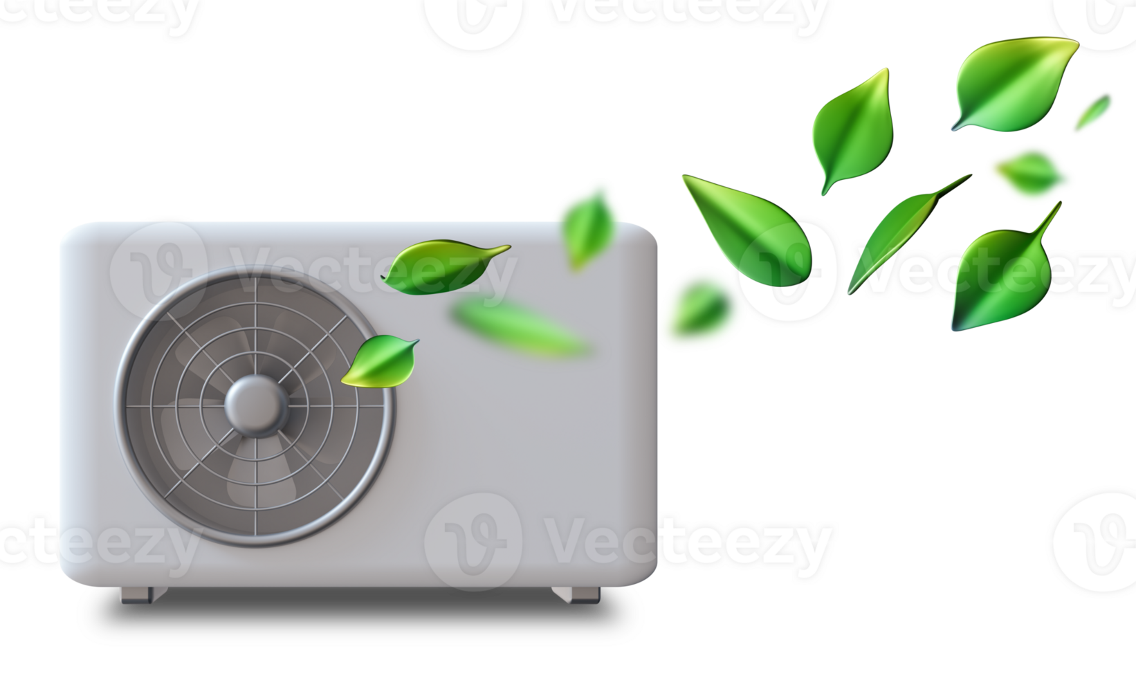 White air source heat pump features a sleek and modern design, highlighting its energy efficiency. This 3D render emphasizes eco-friendly performance suitable for homes and businesses png