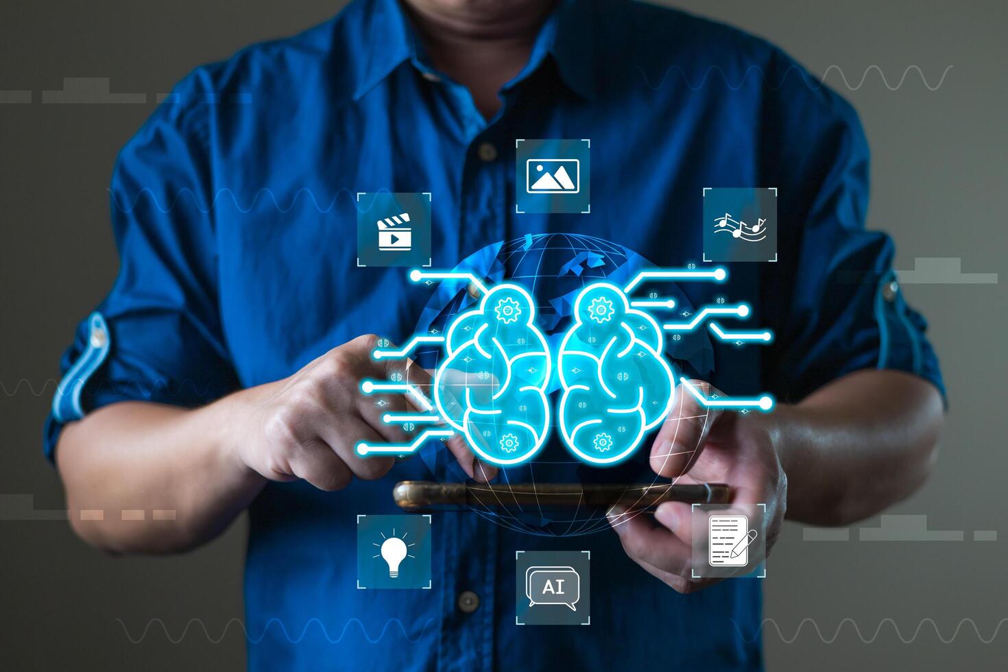 AI-driven technology empower content creation,marketing strategies, and media publishing,enabling seamless integration and innovation in producing,managing,and delivering high-quality digital content. photo