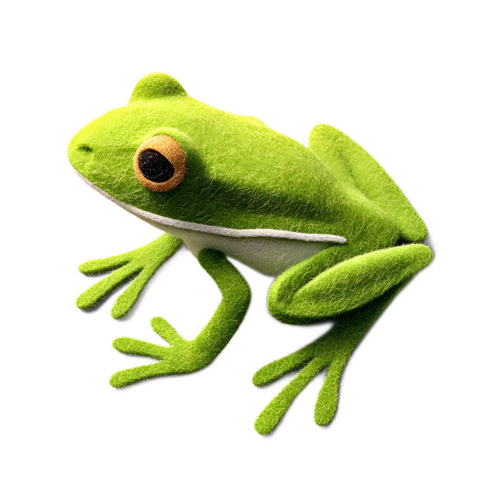 Captivating image of a lifelike vibrant green tree frog perched amidst a lush natural environment png