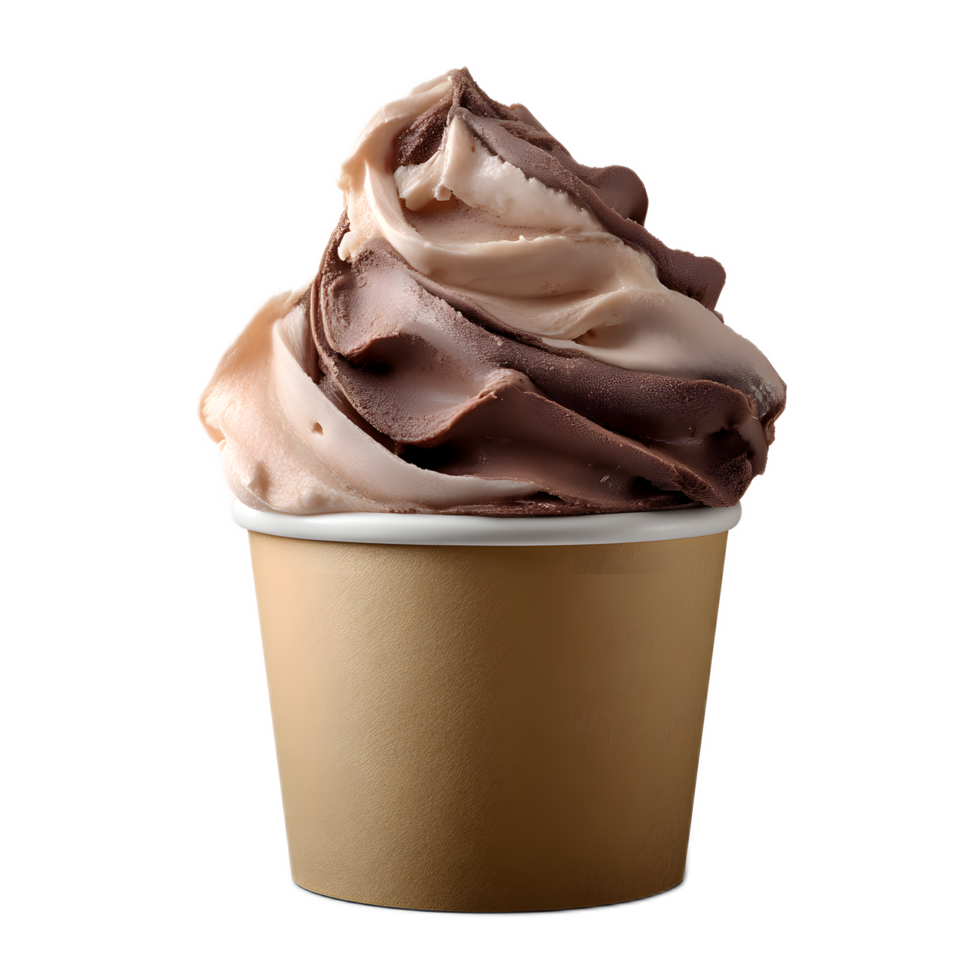 A rich and velvety chocolate frozen treat served in a simple paper cup offering a tempting and indulgent snack png
