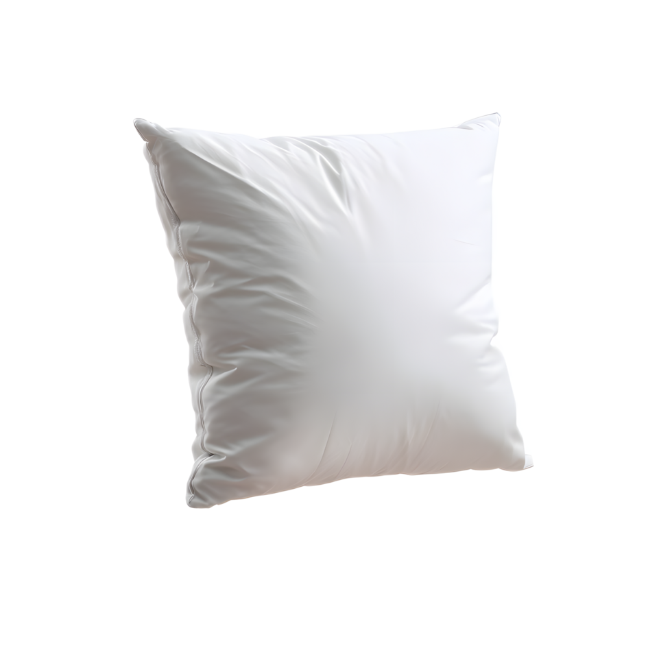 A plush fluffy white pillow resting on a plain bright background creating a serene and inviting atmosphere for relaxation and rest png