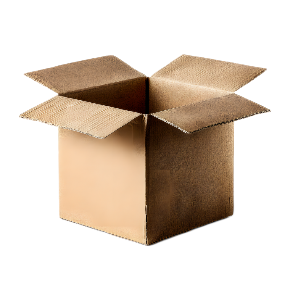 An open and empty brown cardboard box a common container used for shipping storage and logistics purposes png