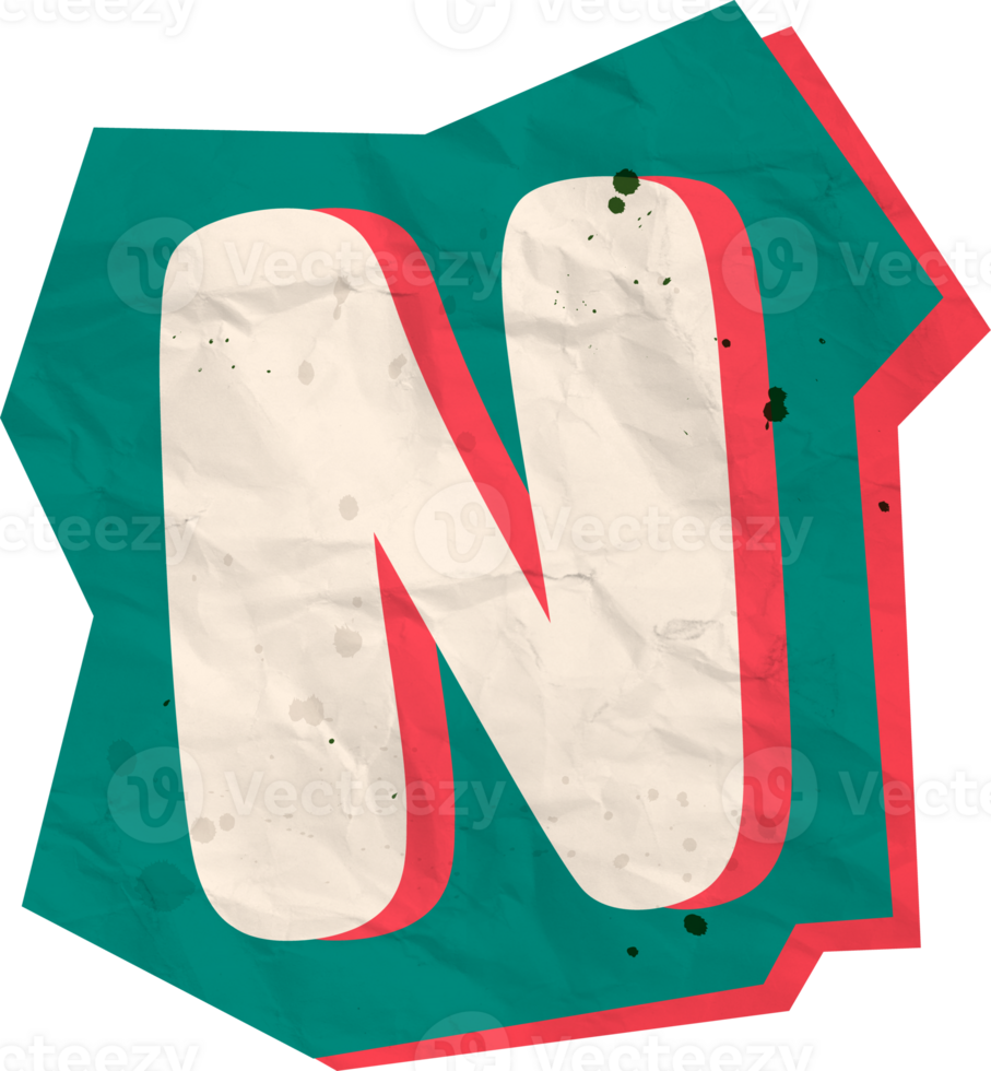 Letter n, Ransom Paper Texture Cutout Alphabet png