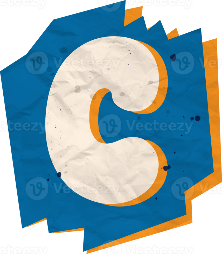 Letter c, Ransom Paper Texture Cutout Alphabet png
