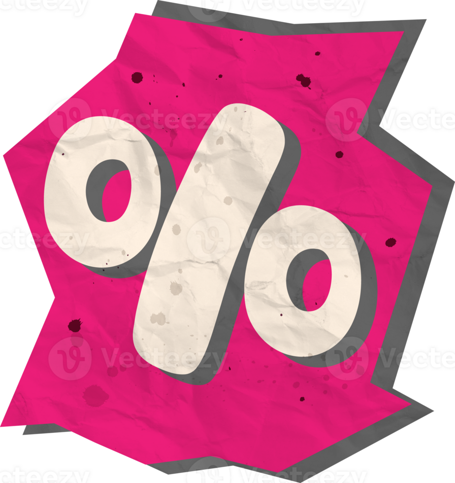 Percent, Ransom Paper Texture Cutout Alphabet png