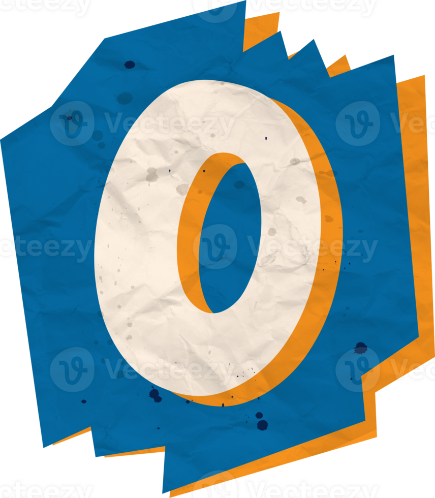 Number 0, Ransom Paper Texture Cutout Alphabet png