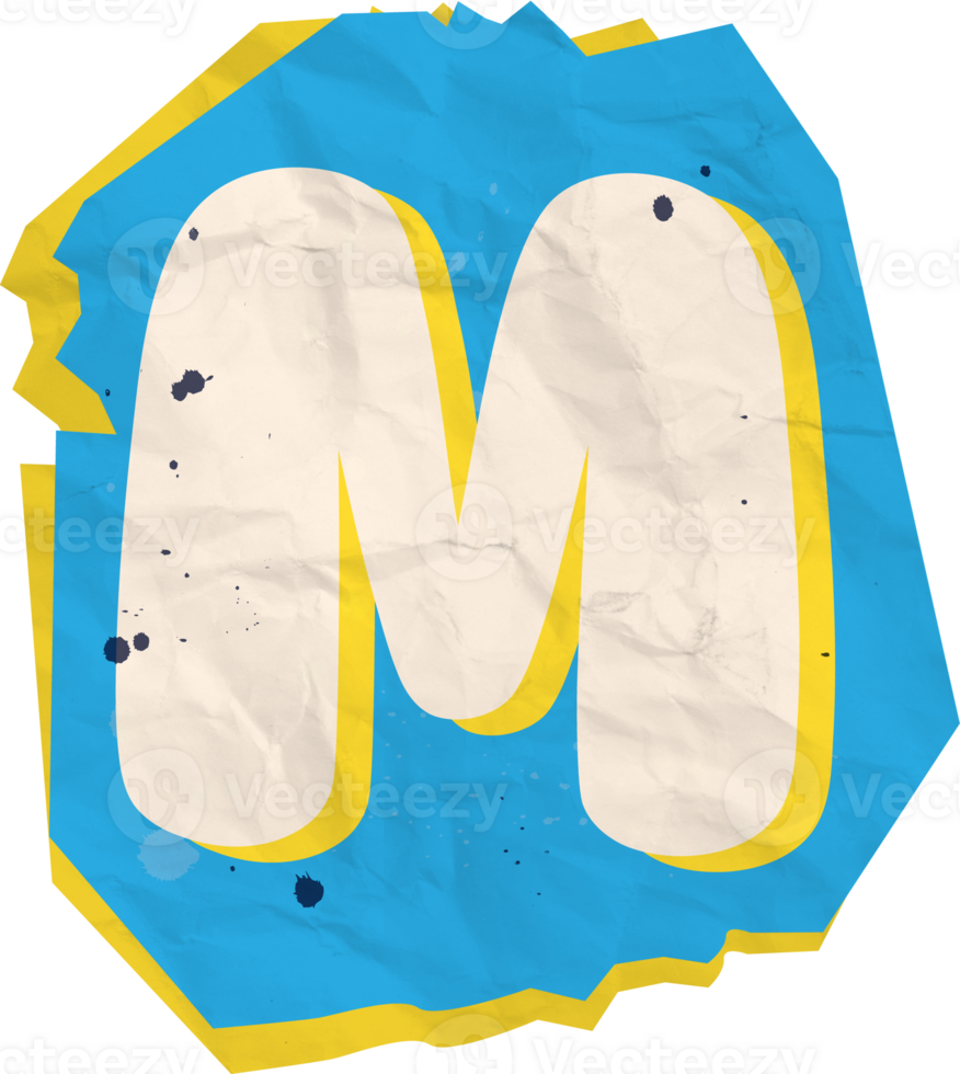Letter m, Ransom Paper Texture Cutout Alphabet png