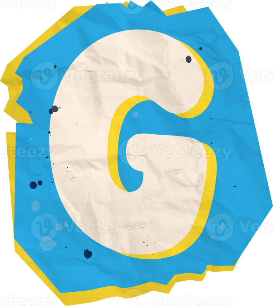 Letter g, Ransom Paper Texture Cutout Alphabet png