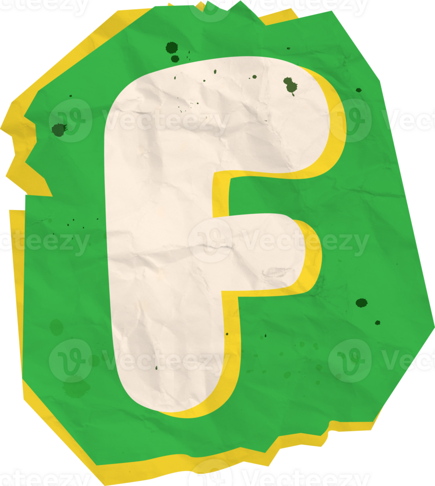 Letter f, Ransom Paper Texture Cutout Alphabet png