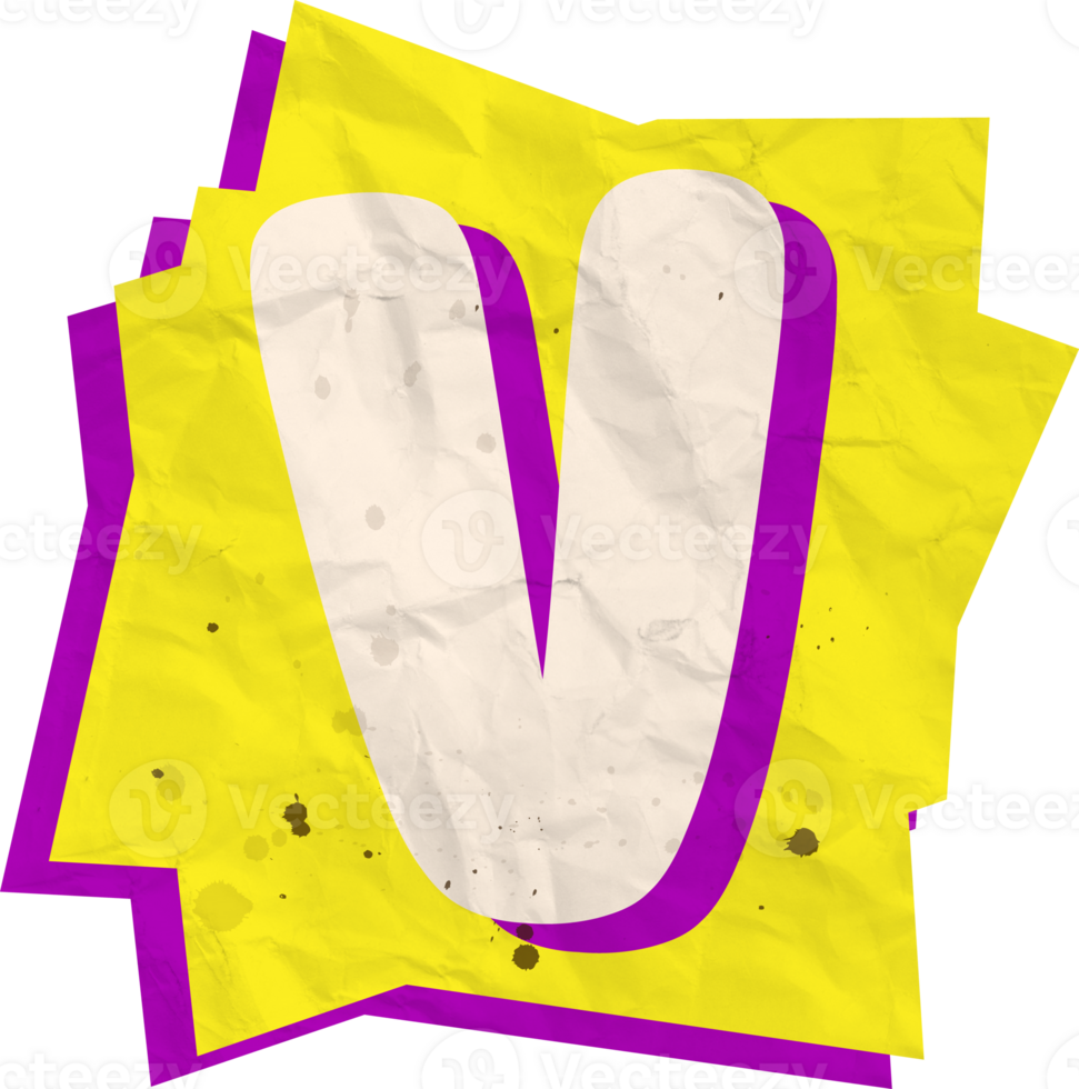 Letter v, Ransom Paper Texture Cutout Alphabet png