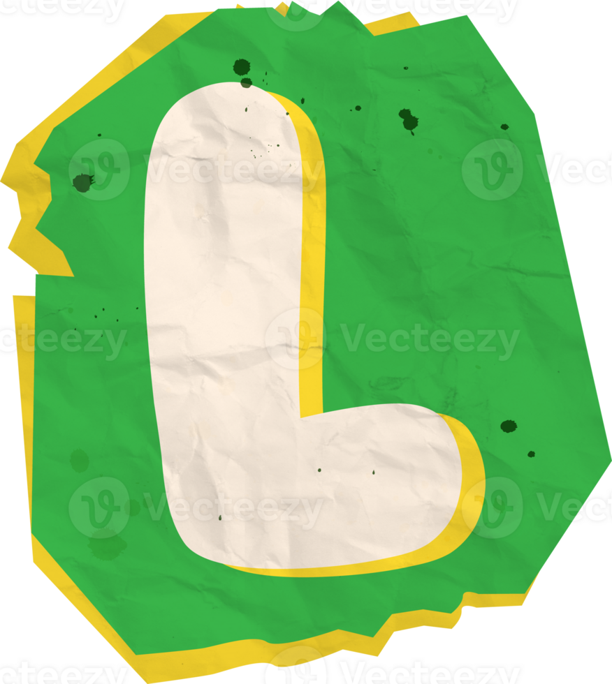 Letter l, Ransom Paper Texture Cutout Alphabet png