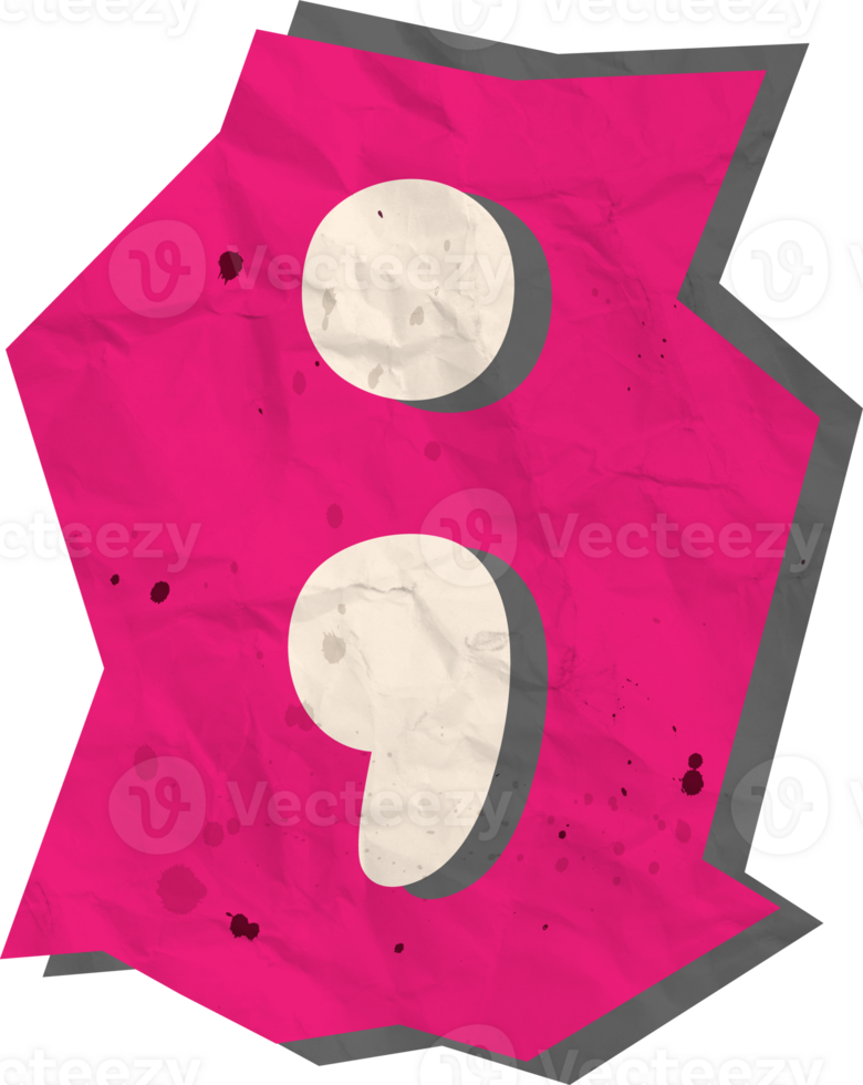 Semicolon, Ransom Paper Texture Cutout Alphabet png