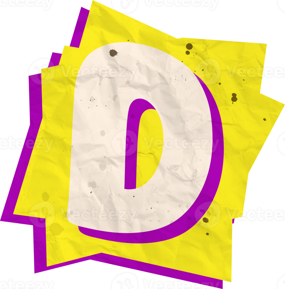 Letter d, Ransom Paper Texture Cutout Alphabet png