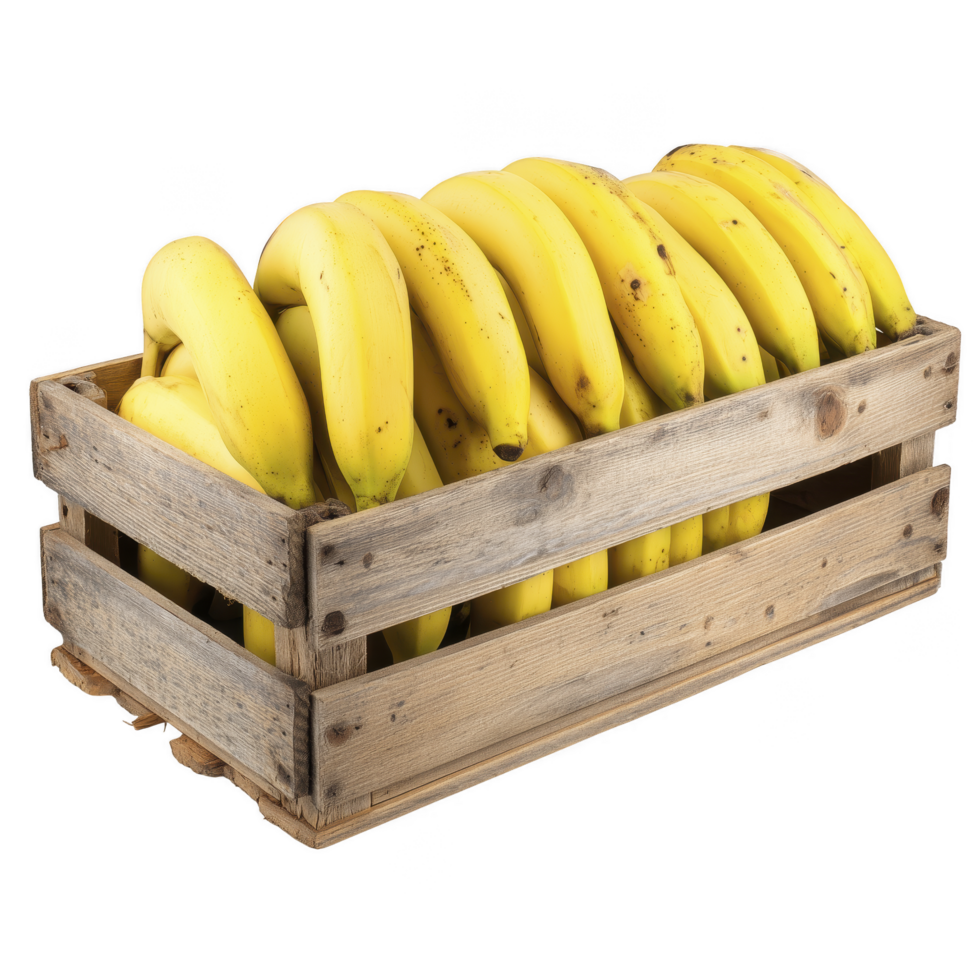 Fresh bananas in Wooden Crate png