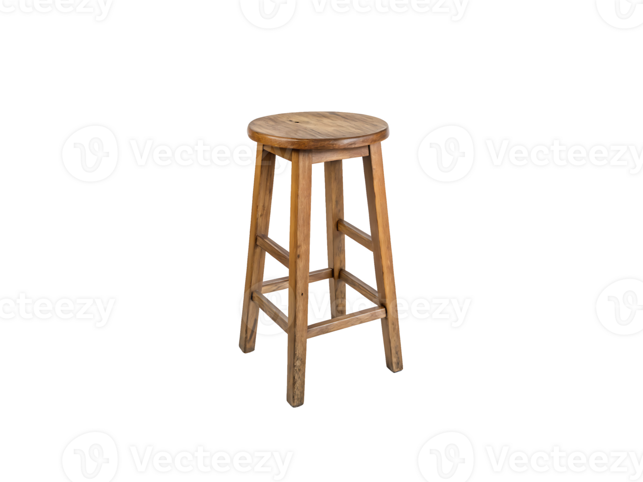 Four legs Wooden Stool on transparent background. png
