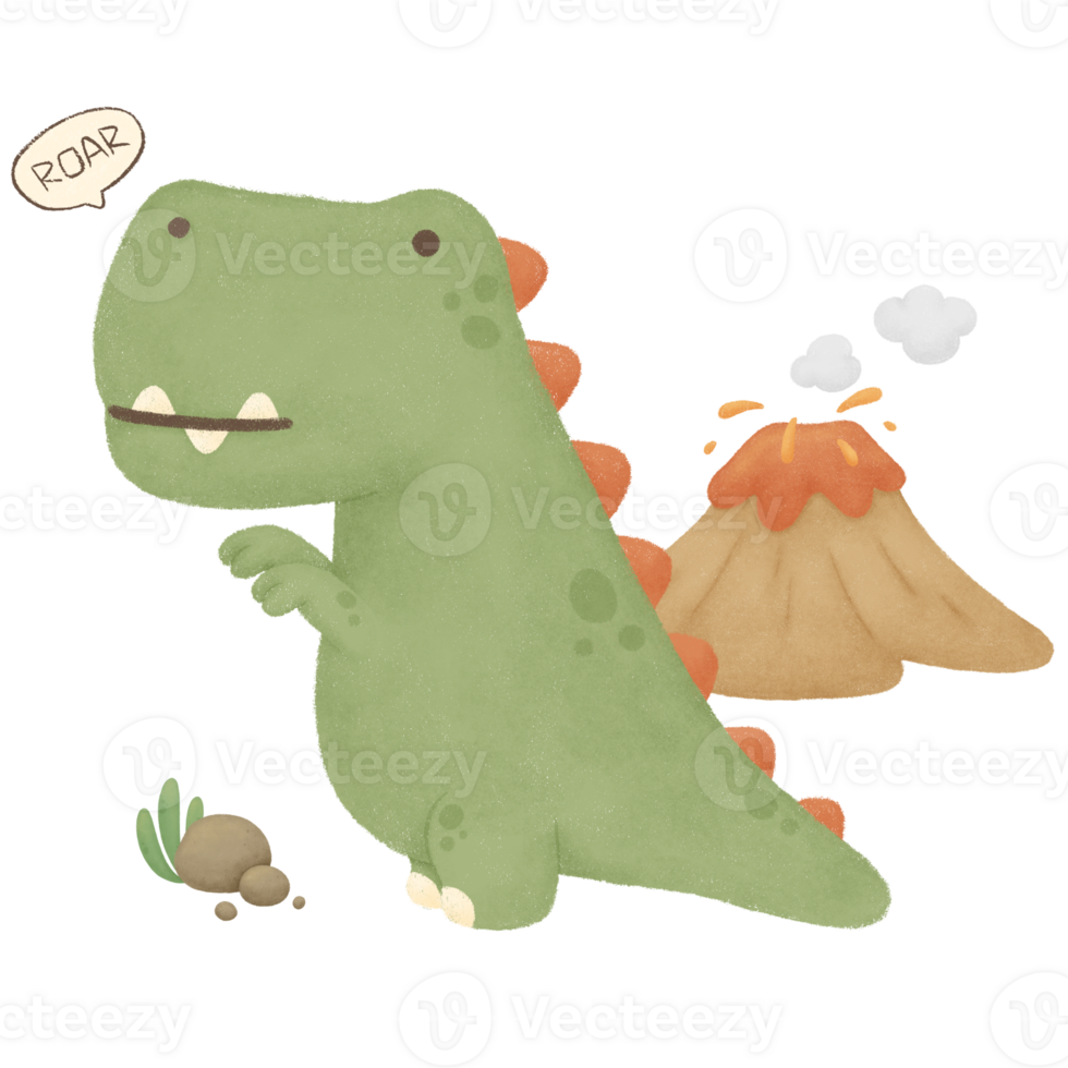 Tyrannosaurus with volcano png