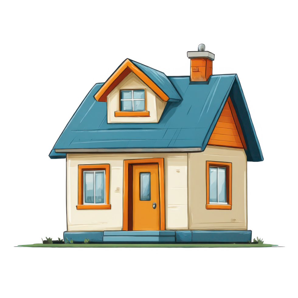 Cartoon home illustration residential architecture real estate icon on transparent background png