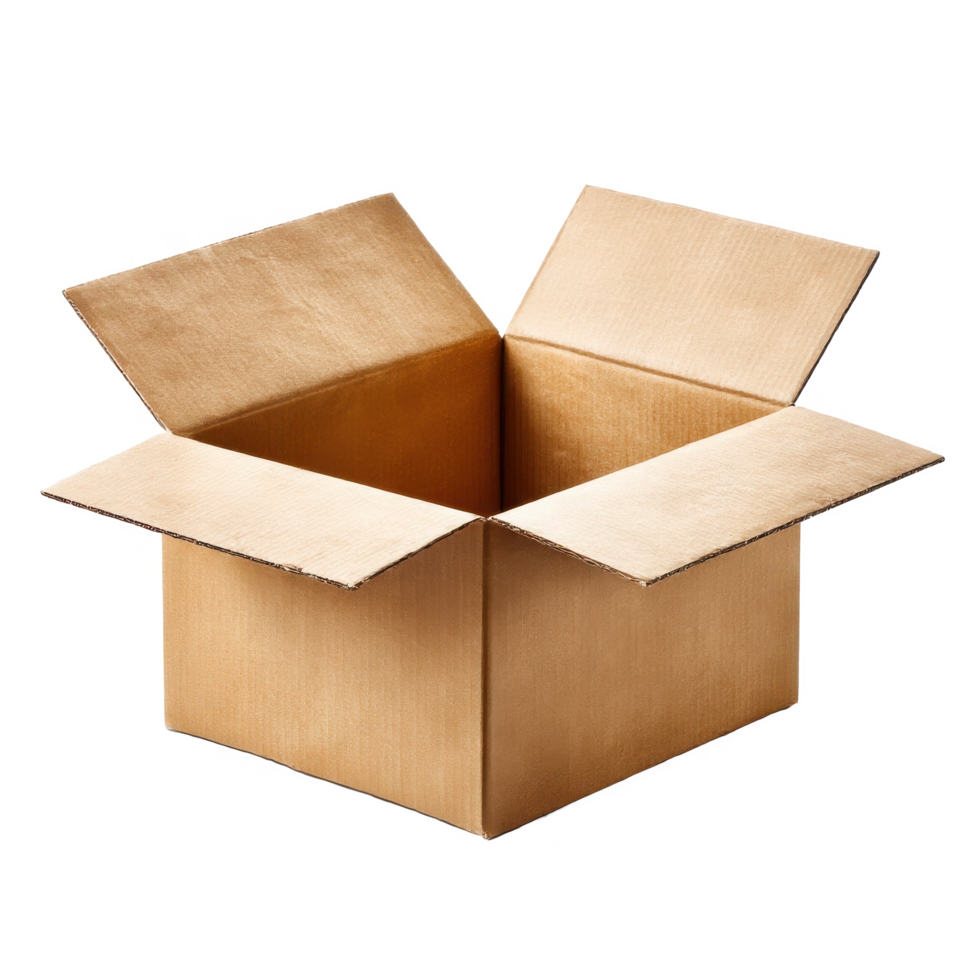 Open cardboard box container packaging carton object isolated item on transparent background png