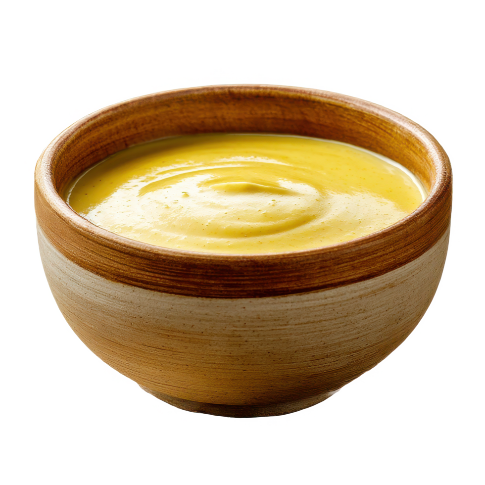Delicious creamy sauce in bowl food photography close up view dish on transparent background png