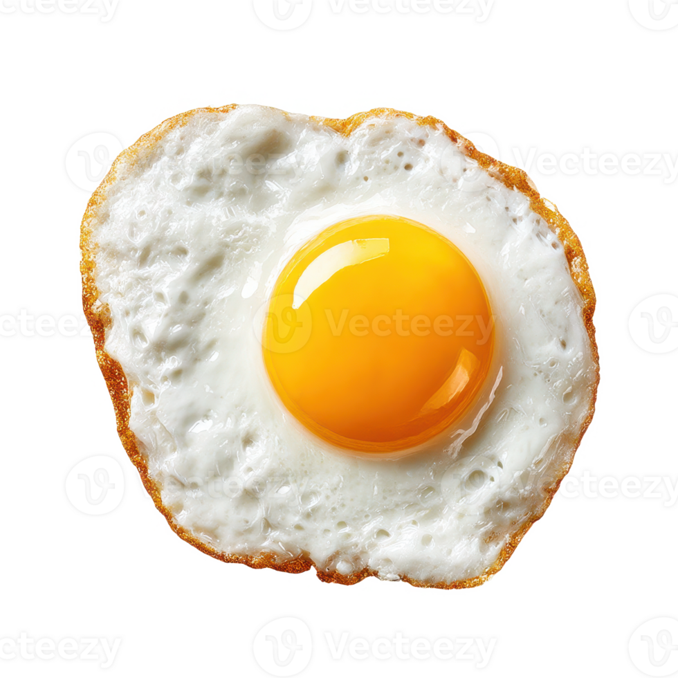 Delicious fried egg isolated breakfast food cooking ingredient closeup on transparent background png