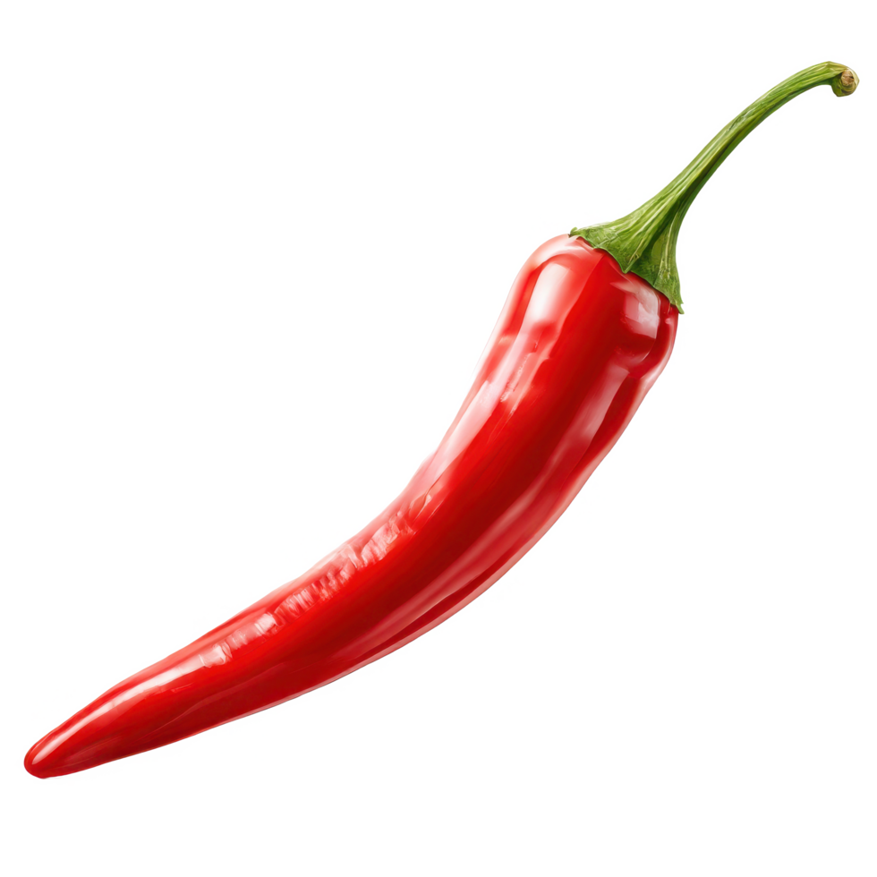Isolated vibrant red chili pepper for cooking and spicy food concept on transparent background png
