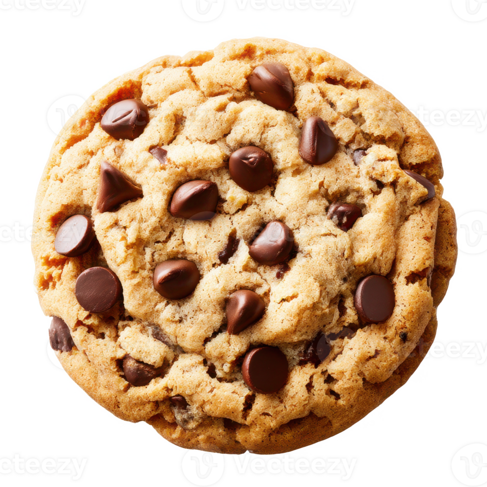 Delicious chocolate chip cookie close up bakery sweet treat dessert food on transparent background png