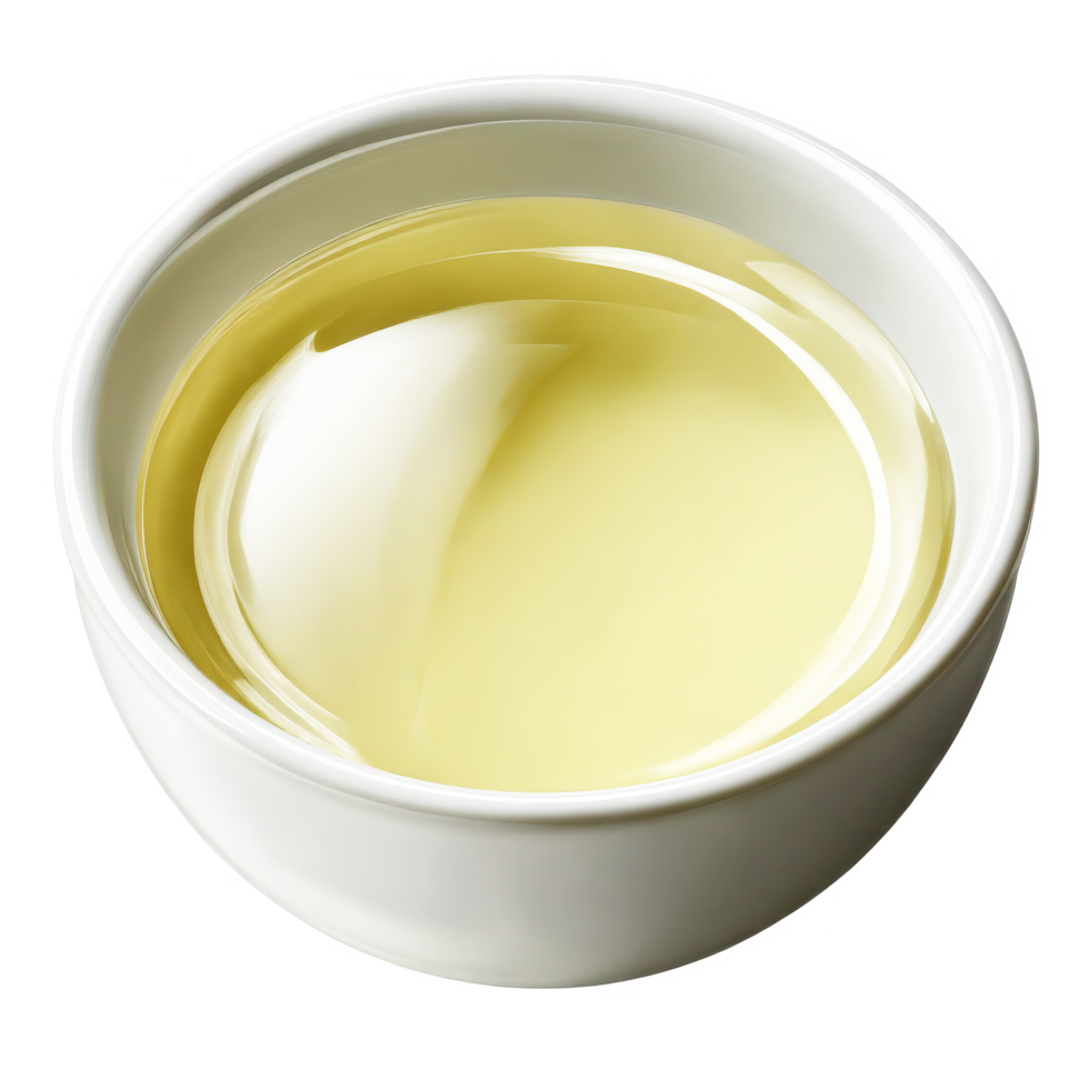 Cooking oil in bowl perfect for salad dressing and frying ingredient on transparent background png