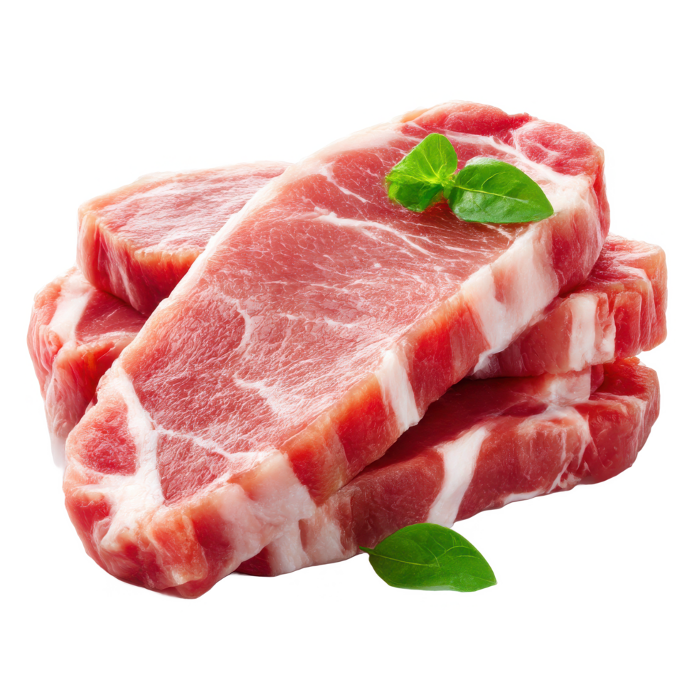 Fresh raw pork chops meat cuts cooking ingredient food preparation image on transparent background png