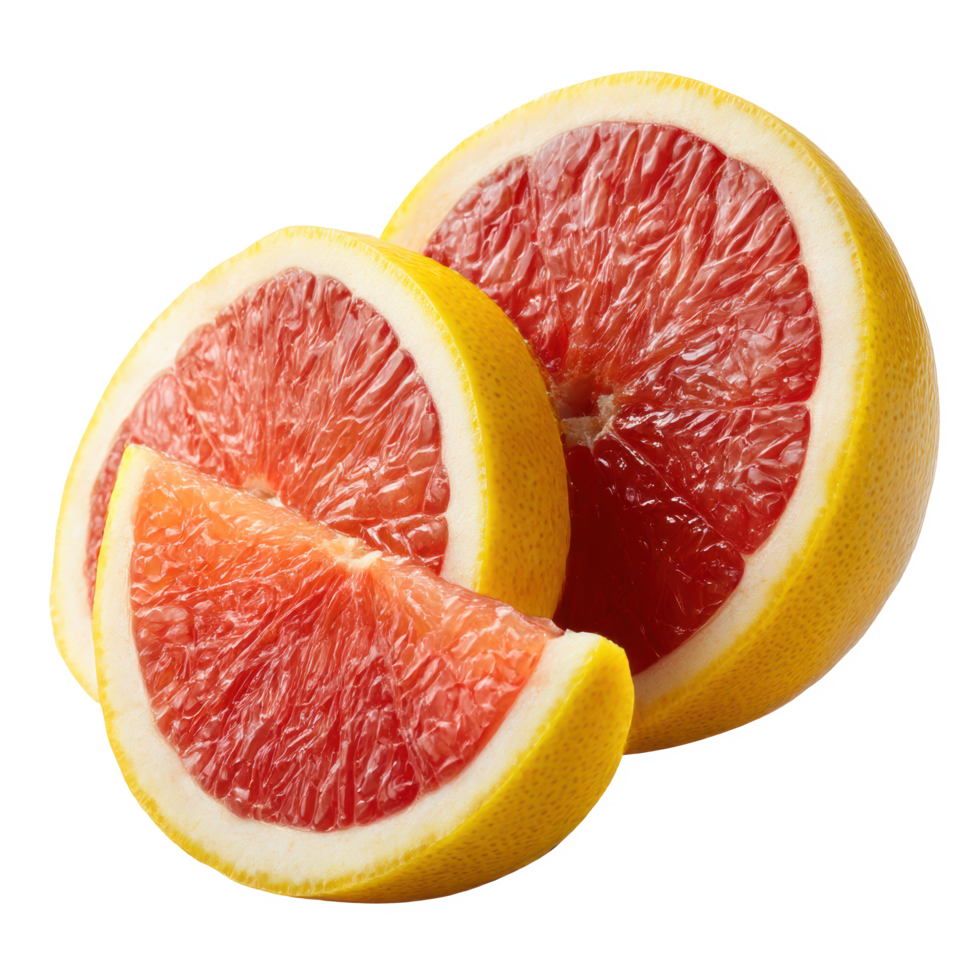 Fresh grapefruit slices citrus fruit healthy food vitamin c antioxidant on transparent background png