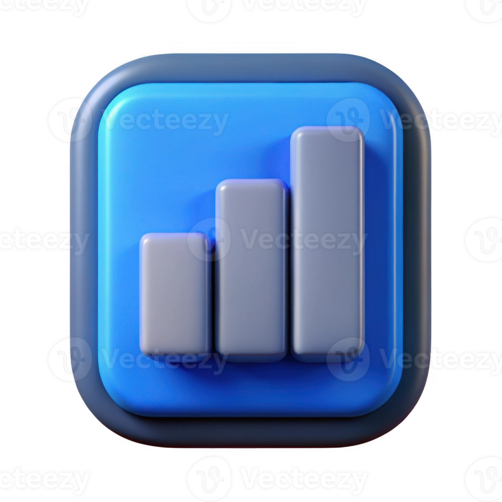 3d render of a bar graph icon isolated on transparent background png
