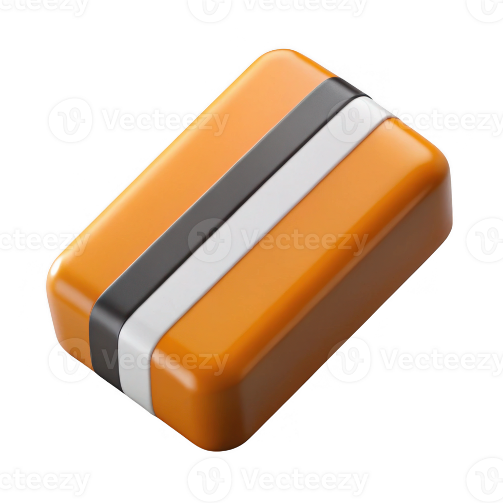Orange rectangular block with stripes isolated on transparent background png