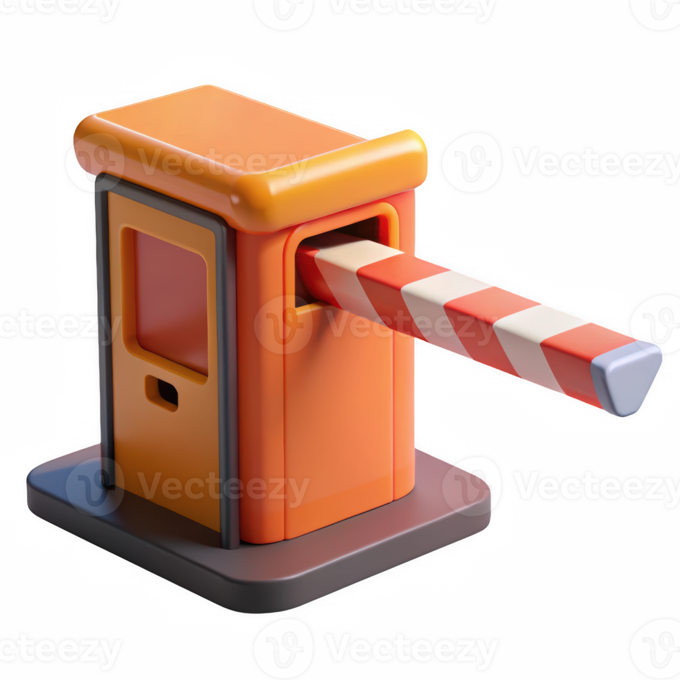 Cartoon parking barrier gate isolated on transparent background png